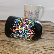 Kubek ceramiczny Biały Multikilolor ONA - 300 ml - ręcznie malowany z wielkim kunsztem