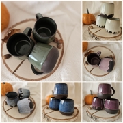 Kubek ceramiczny z uchem beczułka ręcznie robiony metodą odlewu 300 ml - ZIELONY