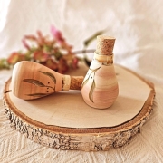 Zestaw ceramiczny - Sól i pieprz z zatyczkami z korka sypane od góry ręcznie toczone i malowane