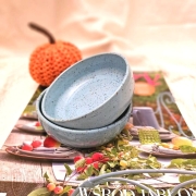 Miska nakrapiana ceramiczna dla KOTA - błękitna ręcznie toczona