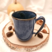 Elegancki kubek ceramiczny kolor MORSKI z Sercem w środku - 300ml Serce na dnie kubka