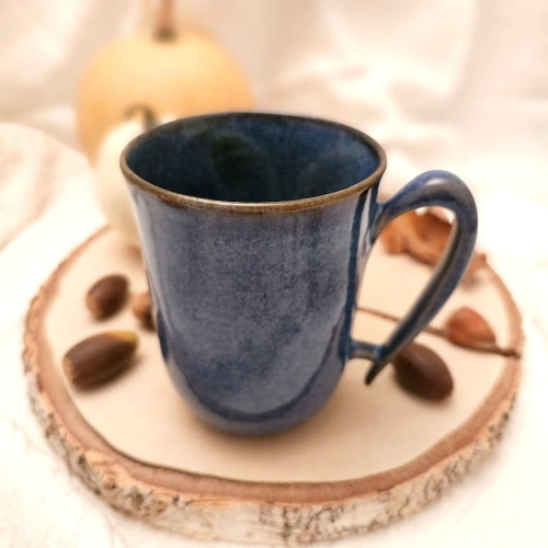 Elegancki kubek ceramiczny kolor MORSKI z Sercem w środku - 300ml Serce na dnie kubka