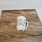 Kubek ceramiczny Biały Multikilolor ONA - 300 ml - ręcznie malowany z wielkim kunsztem