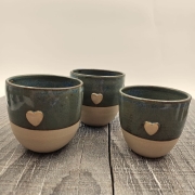 Czarka zielono-niebieska z serduszkiem 180 ml dwukolorowa kubek bez ucha z serduszkiem