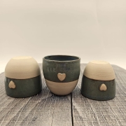 Czarka zielono-niebieska z serduszkiem 180 ml dwukolorowa kubek bez ucha z serduszkiem