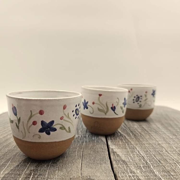 Czarka kaszubski wzór kubek kaszubski bez ucha biała czarka 180 ml ręcznie malowana