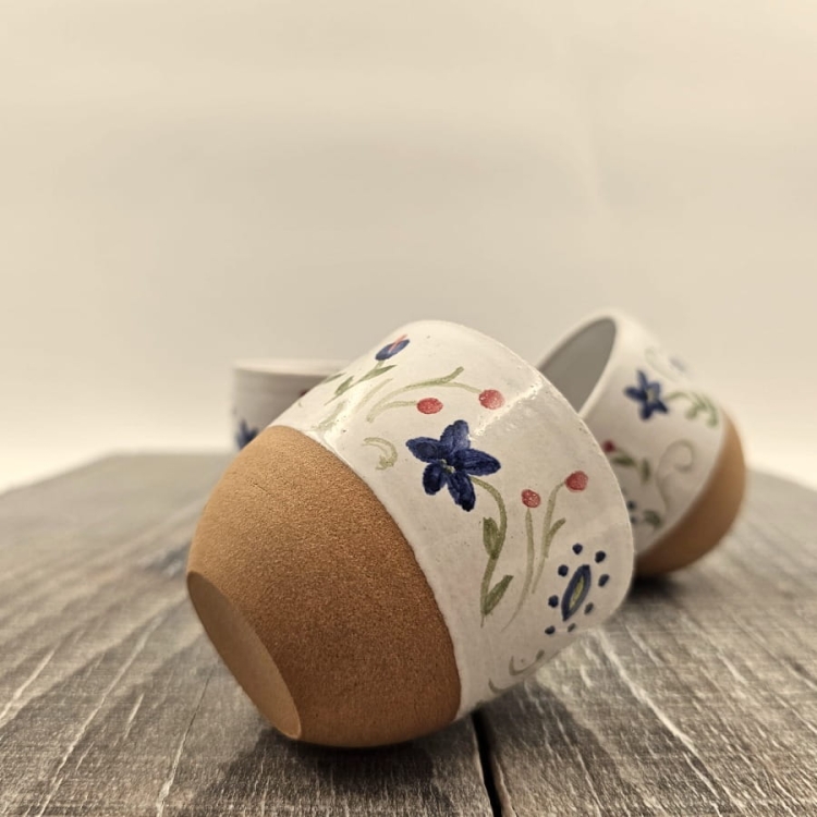 Czarka kaszubski wzór kubek kaszubski bez ucha biała czarka 180 ml ręcznie malowana