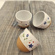 Czarka kaszubski wzór kubek kaszubski bez ucha biała czarka 180 ml ręcznie malowana