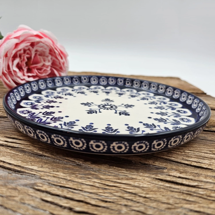 Talerz ceramiczny obiadowy Ola Kobalt piękna kaszubska ceramika oryginalny wzór ręcznie zdobiona Arbata