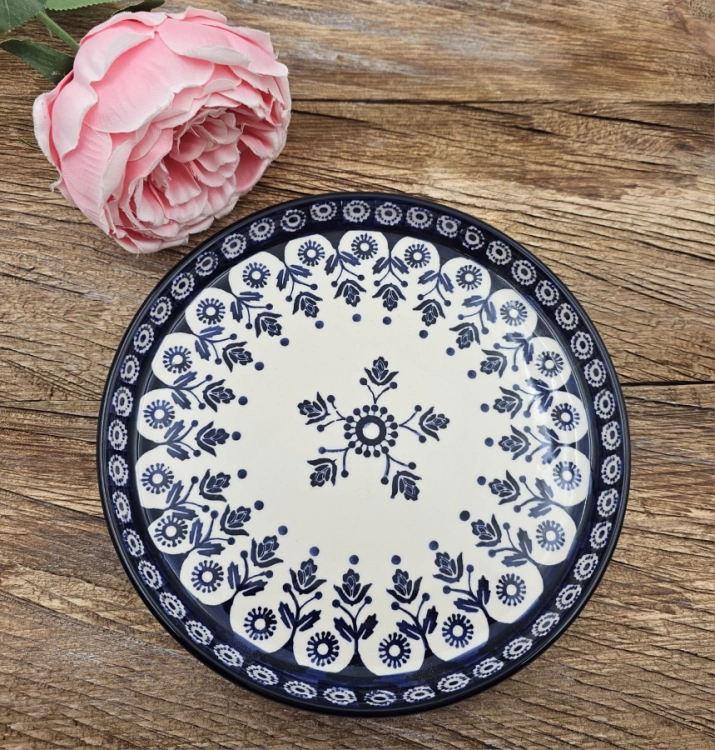 Talerz ceramiczny obiadowy Ola Kobalt piękna kaszubska ceramika oryginalny wzór ręcznie zdobiona Arbata
