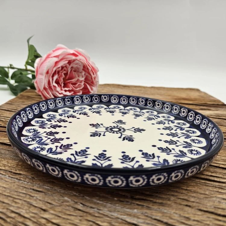 Talerz ceramiczny obiadowy Ola Kobalt piękna kaszubska ceramika oryginalny wzór ręcznie zdobiona Arbata
