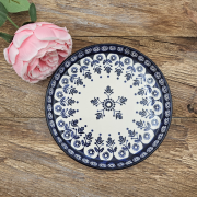 Talerz ceramiczny obiadowy Ola Kobalt piękna kaszubska ceramika oryginalny wzór ręcznie zdobiona Arbata