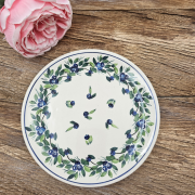 Talerz ceramiczny śniadaniowy Jagody kaszubska ceramika ręcznie zdobiony Arbata