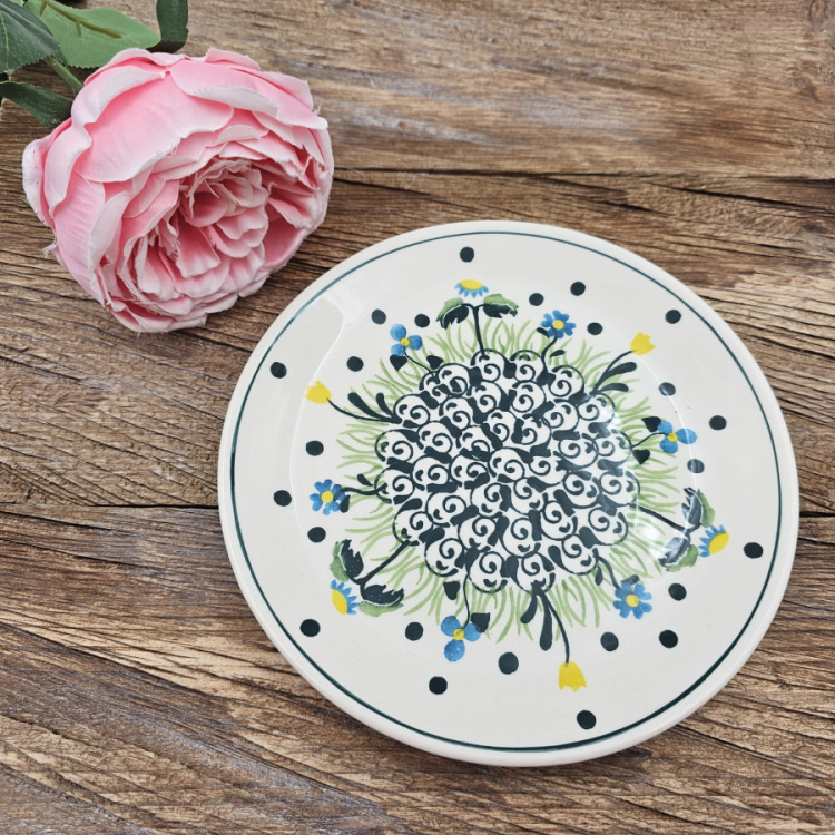 Talerz ceramiczny śniadaniowy Łąka kaszubska ceramika ręcznie zdobiona Arbata
