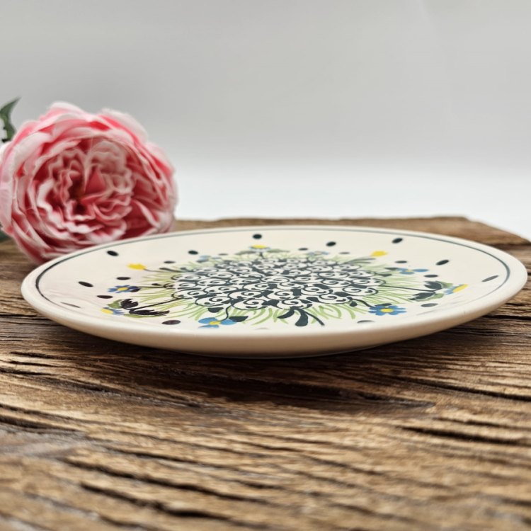 Talerz ceramiczny śniadaniowy Łąka kaszubska ceramika ręcznie zdobiona Arbata