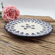 Talerz ceramiczny śniadaniowy Kobalt piękna kaszubska ceramika oryginalny wzór ręcznie zdobiona Arbata