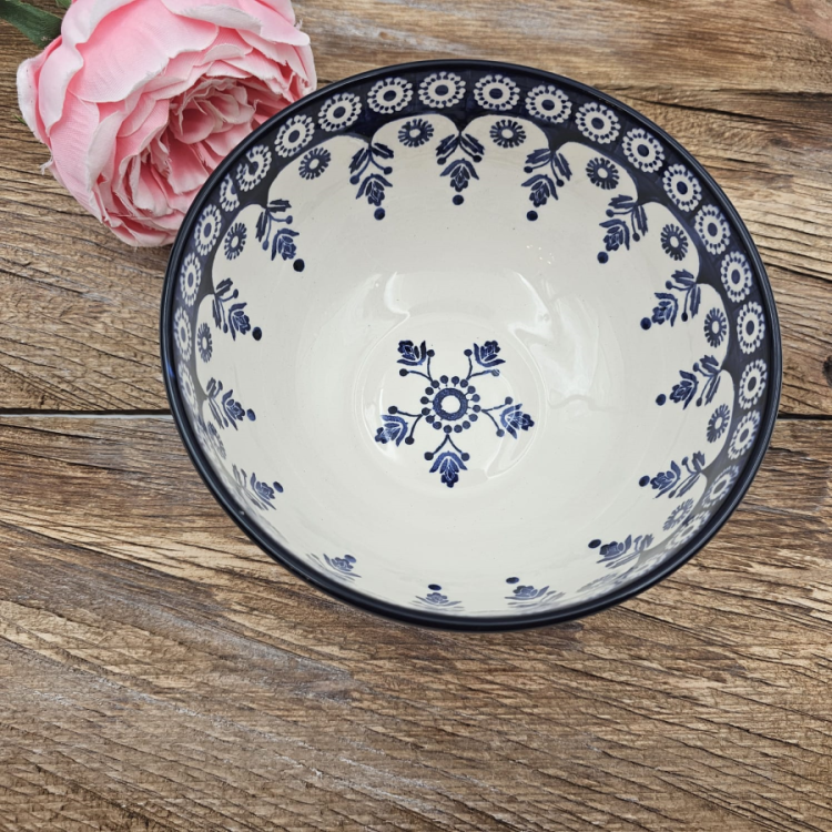 Miska ceramiczna Kobalt piękna kaszubska ceramika oryginalny wzór ręcznie zdobiona Arbata