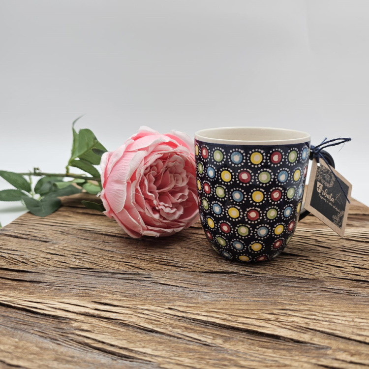 Kubek ceramiczny Bell Słoneczko piękna kaszubska ceramika ręcznie zdobiona