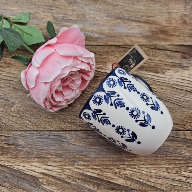 Kubek ceramiczny Bell Kobalt piękna kaszubska ceramika oryginalny wzór ręcznie zdobiona Arbata