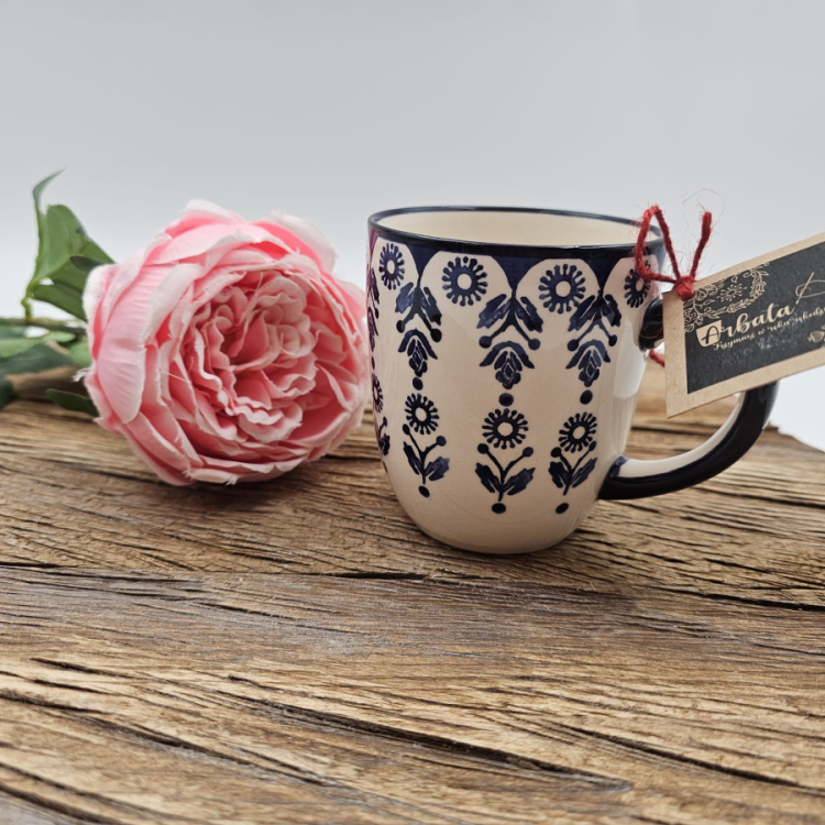 Kubek ceramiczny Bell Kobalt piękna kaszubska ceramika oryginalny wzór ręcznie zdobiona Arbata