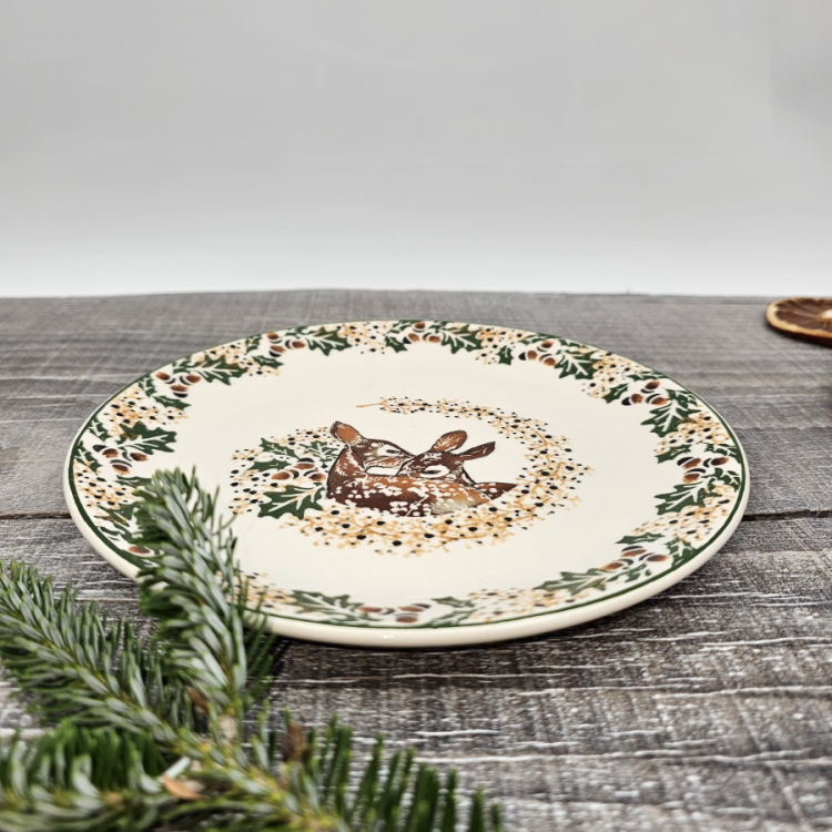 Talerz ceramiczny śniadaniowy UNIKAT Sarenki kaszubska ceramika ręcznie malowana Arbata