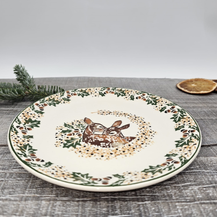 Talerz ceramiczny śniadaniowy UNIKAT Sarenki kaszubska ceramika ręcznie malowana Arbata