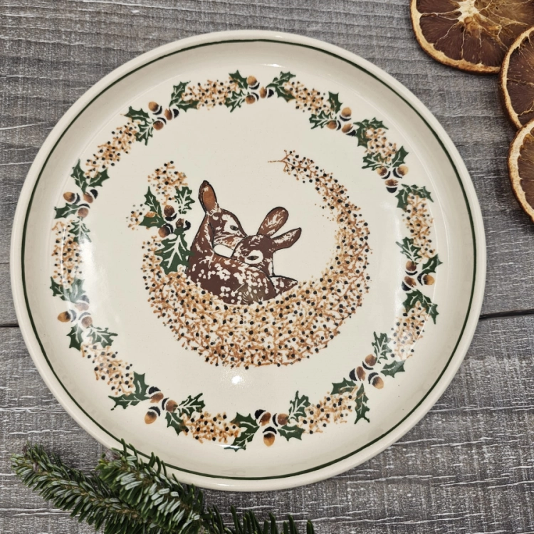 Talerz ceramiczny śniadaniowy UNIKAT Sarenki kaszubska ceramika ręcznie malowana Arbata
