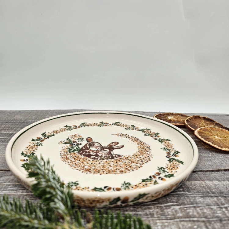 Talerz ceramiczny śniadaniowy UNIKAT Sarenki kaszubska ceramika ręcznie malowana Arbata