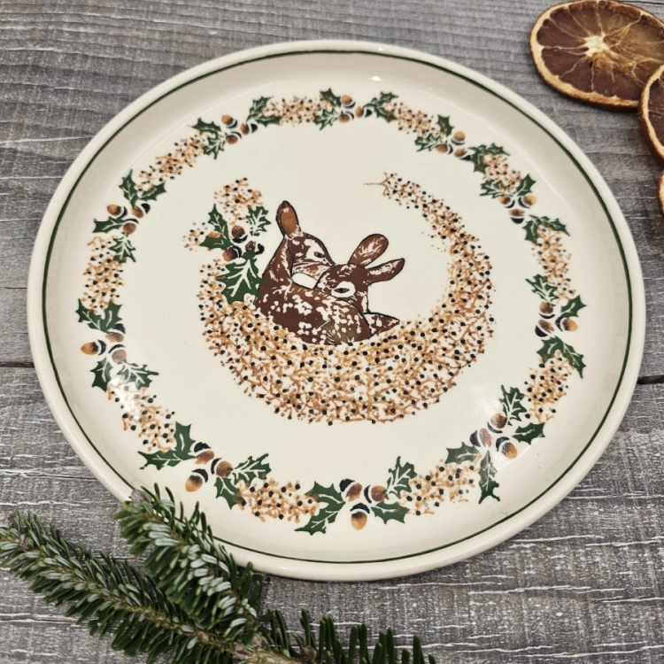 Talerz ceramiczny śniadaniowy UNIKAT Sarenki kaszubska ceramika ręcznie malowana Arbata