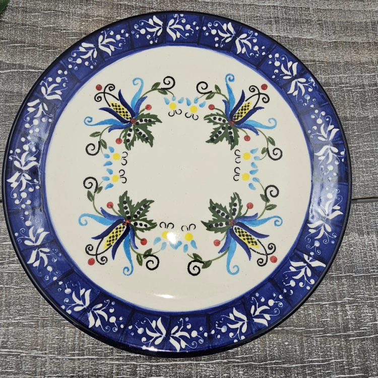Talerz ceramiczny śniadaniowy KASZUBEK kaszubska ceramika ręcznie zdobiona Arbata