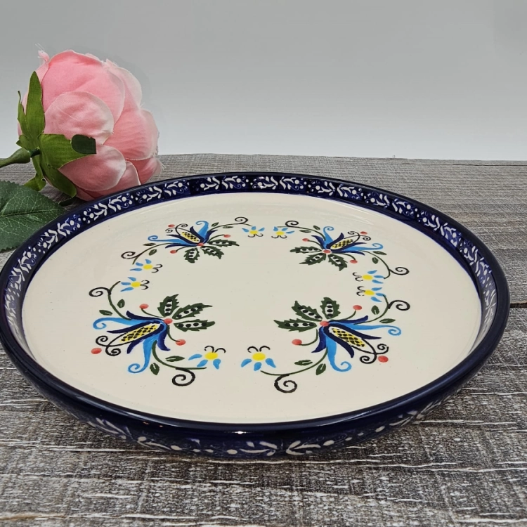 Talerz ceramiczny obiadowy Ola KASZUBEK kaszubska ceramika ręcznie zdobiona Arbata