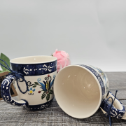 Kubek ceramiczny Bell KASZUBEK kaszubska ceramika ręcznie zdobiony Arbata