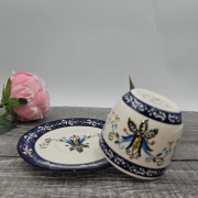 Filiżanka ceramiczna ze spodkiem KASZUBEK kaszubska ceramika ręcznie zdobiona Arbata