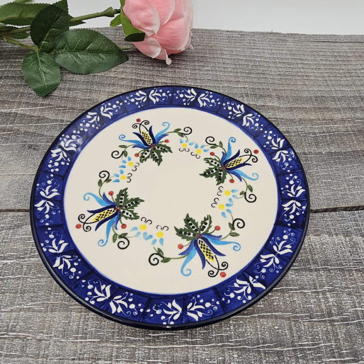 Talerz ceramiczny śniadaniowy KASZUBEK kaszubska ceramika ręcznie zdobiona Arbata