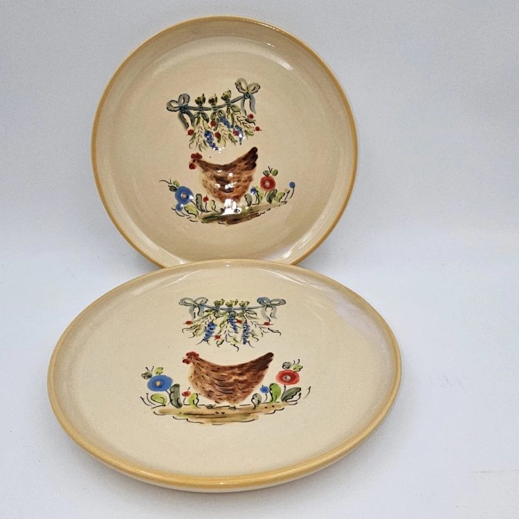 Talerz ceramiczny KURA śr. 20 cm kolorowy wiejski FAJNA CERAMIKA ręcznie malowany i toczony