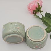 Miseczka KOT 400 ml ceramiczna  ręcznie robiona FAJNA CERAMIKA zielona miseczka musli na zupę z kotem