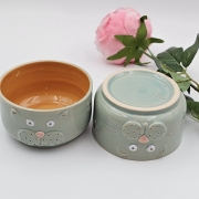 Miseczka KOT 400 ml ceramiczna ręcznie robiona FAJNA CERAMIKA zielona miseczka musli na zupę z kotem