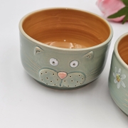 Miseczka KOT 400 ml ceramiczna ręcznie robiona FAJNA CERAMIKA zielona miseczka musli na zupę z kotem