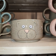 Miseczka KOT 400 ml ceramiczna SZARA ręcznie robiona FAJNA CERAMIKA szara miseczka musli na zupę z kotem