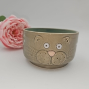 Miseczka KOT 400 ml ceramiczna SZARA ręcznie robiona FAJNA CERAMIKA szara miseczka musli na zupę z kotem