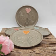 Talerz ceramiczny SZARY - SERDUSZKO śr. 20 cm kolorowy ręcznie robiony FAJNA CERAMIKA