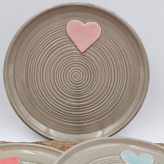 Talerz ceramiczny SZARY - SERDUSZKO śr. 20 cm kolorowy ręcznie robiony FAJNA CERAMIKA