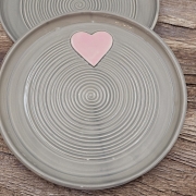 Talerz ceramiczny SZARY - SERDUSZKO śr. 20 cm kolorowy ręcznie robiony FAJNA CERAMIKA
