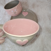 Talerz ceramiczny SZARY - SERDUSZKO śr. 20 cm kolorowy ręcznie robiony FAJNA CERAMIKA