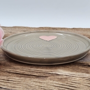 Talerz ceramiczny SZARY - SERDUSZKO śr. 20 cm kolorowy ręcznie robiony FAJNA CERAMIKA