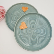 Talerz ceramiczny NIEBIESKI Ciemny - SERDUSZKO śr. 20 cm kolorowy ręcznie robiony FAJNA CERAMIKA