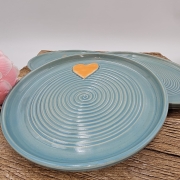 Talerz ceramiczny NIEBIESKI Ciemny - SERDUSZKO śr. 20 cm kolorowy ręcznie robiony FAJNA CERAMIKA