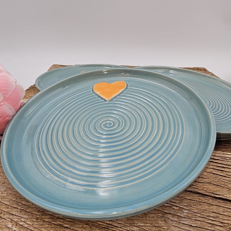 Talerz ceramiczny NIEBIESKI Ciemny - SERDUSZKO śr. 20 cm kolorowy ręcznie robiony FAJNA CERAMIKA