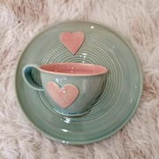 Talerz ceramiczny NIEBIESKI Ciemny - SERDUSZKO śr. 20 cm kolorowy ręcznie robiony FAJNA CERAMIKA