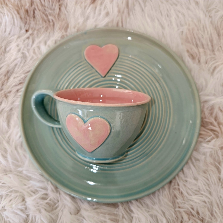 Talerz ceramiczny NIEBIESKI Ciemny - SERDUSZKO śr. 20 cm kolorowy ręcznie robiony FAJNA CERAMIKA